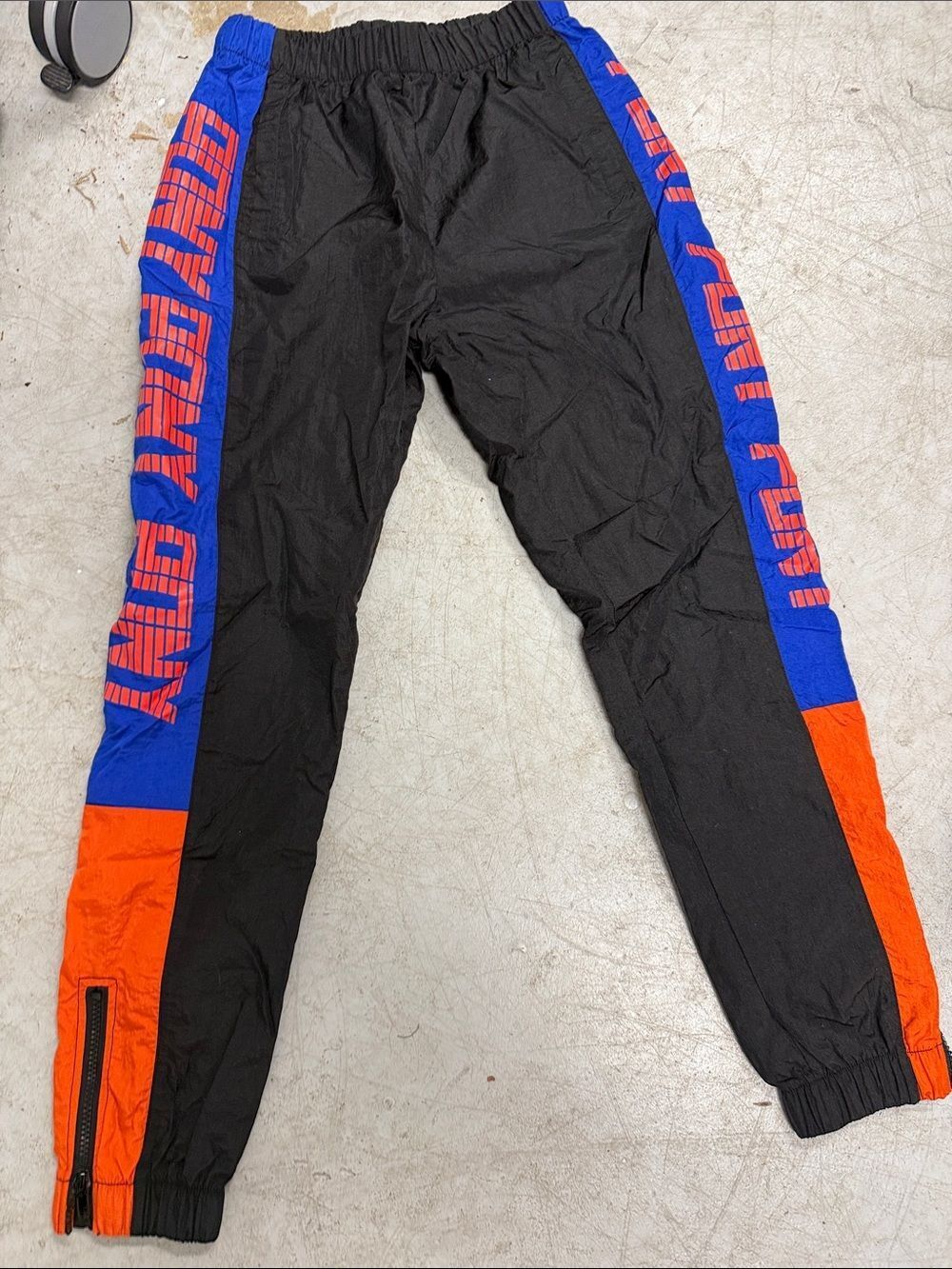 Black Track Pants with Blue & Red Side Panels PONY Windbreaker Pants - Size XS